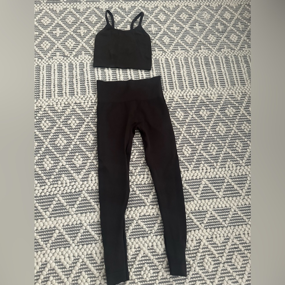 Set active Brown workout set with leggings and crop top S